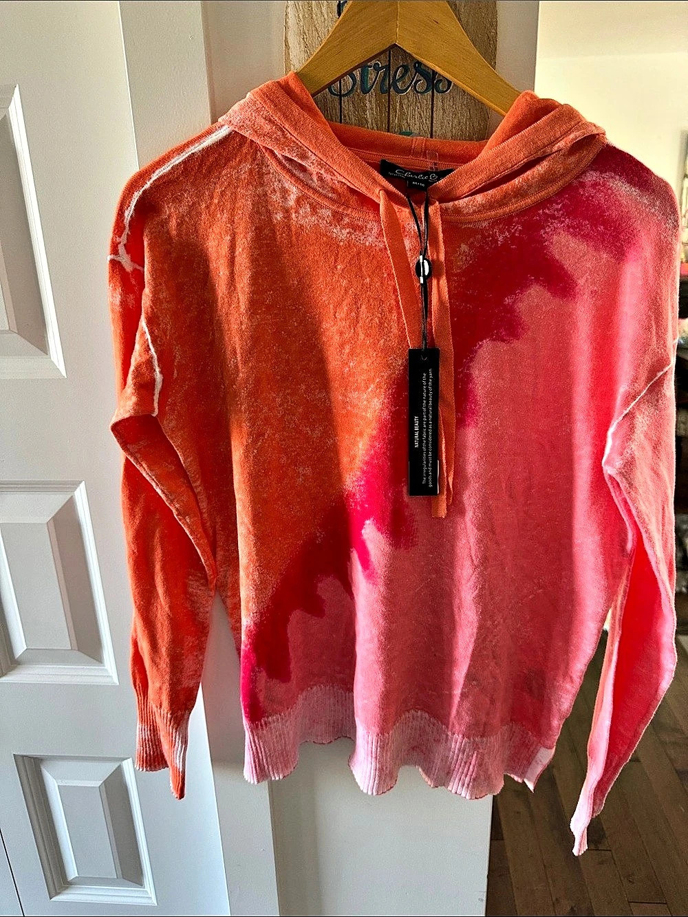 Charlie B Tie-Dye Hoodie in Pink & Orange Size Medium NWT